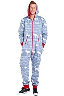 Men's Cozy Christmas Onesie Pajamas - Red HoHoHo Holiday Spirit Adult Cozy  Jumpsuit at Amazon Men's Clothing store