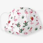 Christmas Flamingo Party Holidays Adult Cloth Face Mask, Adult Unisex, Size: Large, Pale Blue / Light Pink / Fire Brick