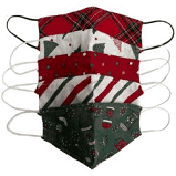 Safety Smile Men's Adult Set Of 5 Reusable Masks - Assorted Christmas P -